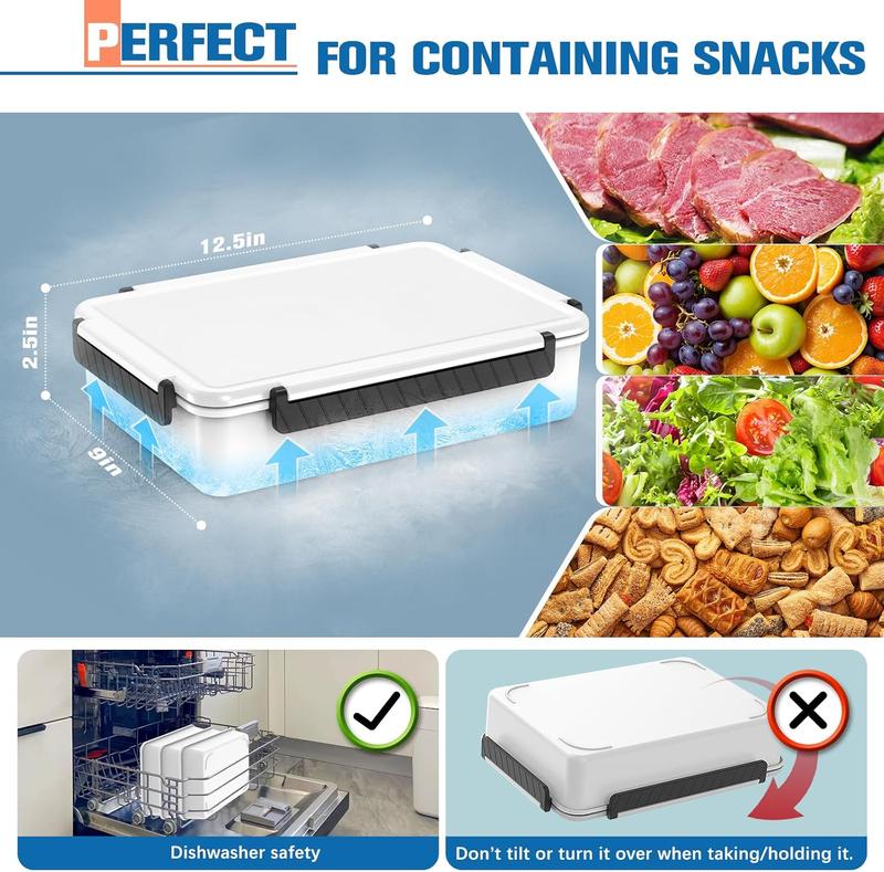 Chilled Portable Snackle Box Container with Reusable Ice Pack Divided