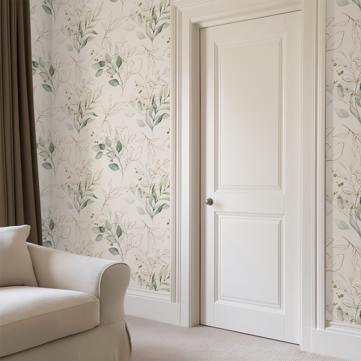 17.7in x 78.7in Green Eucalyptus Leaf Wallpaper - Vinyl Self-Adhesive Waterproof Wall Sticker
