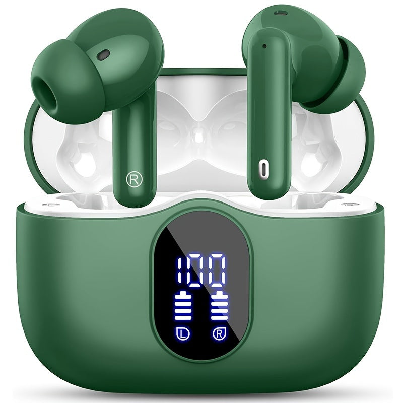 Wireless Earphones,Earphones with Noise Cancelling Microphone And LED Display Screen