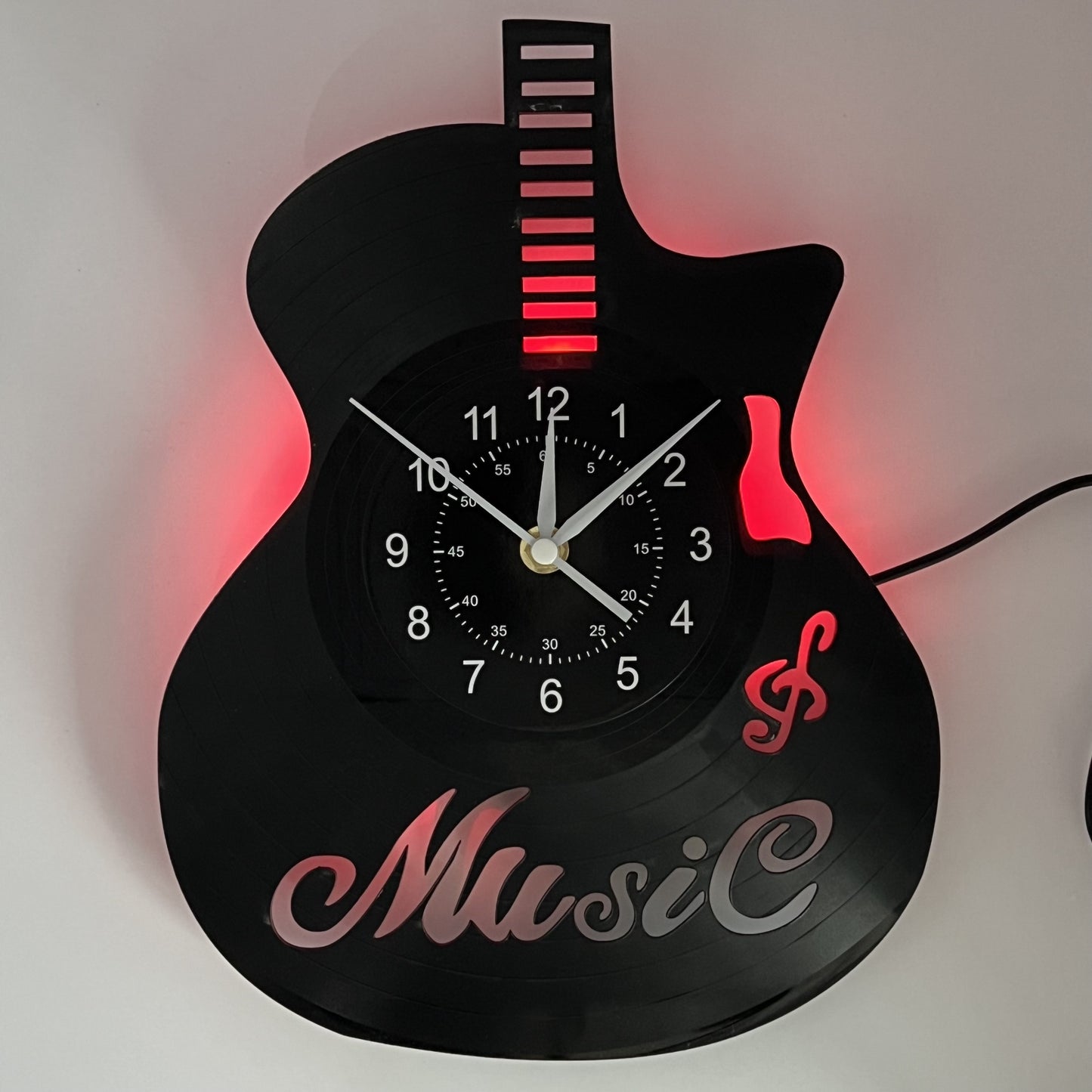 Unique Guitar Design Vinyl Record LED Wall Clock