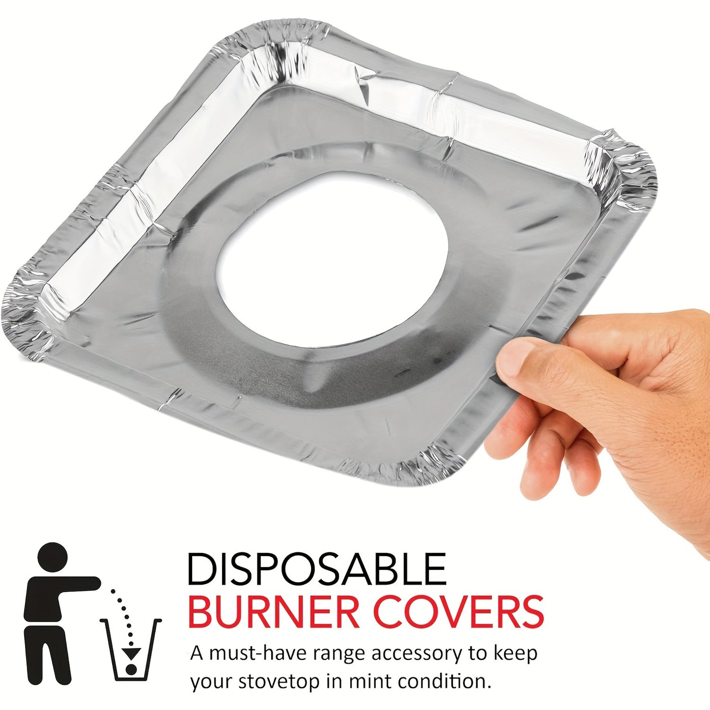 100 Aluminum Foil Square Stove Burner Covers One-time Heavy Thick Mass Pads