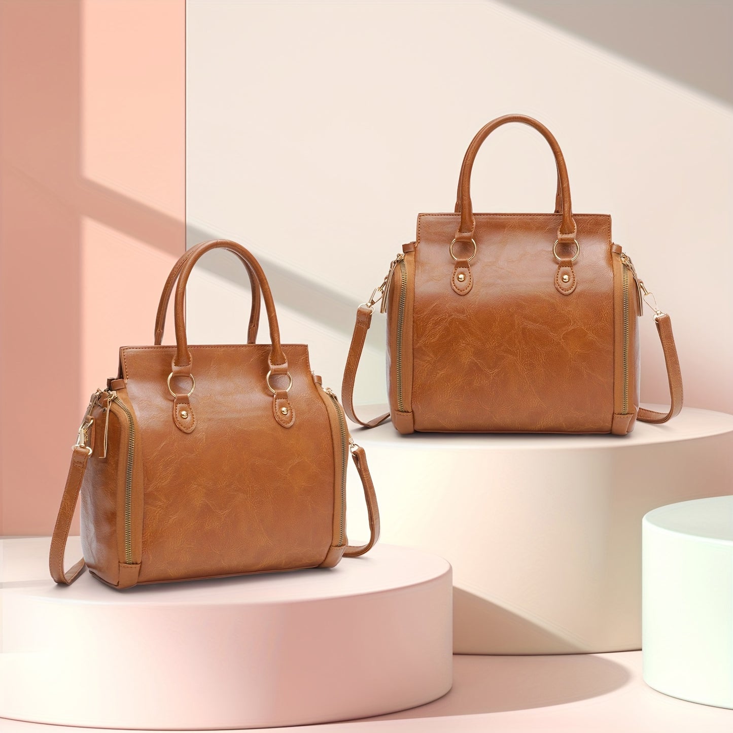 Stylish Retro Brown Faux Leather Women’s Crossbody Bag