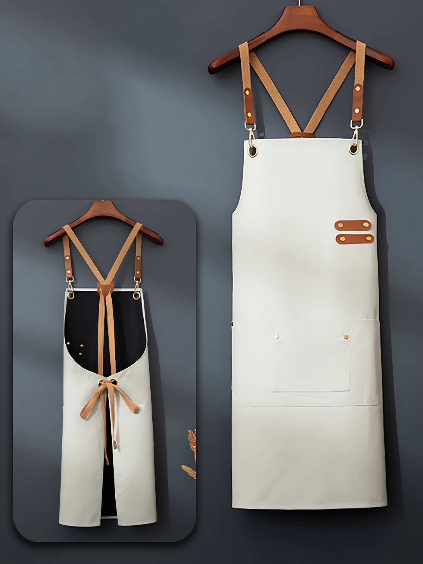 Artificial leather waterproof apron, light kitchen apron
