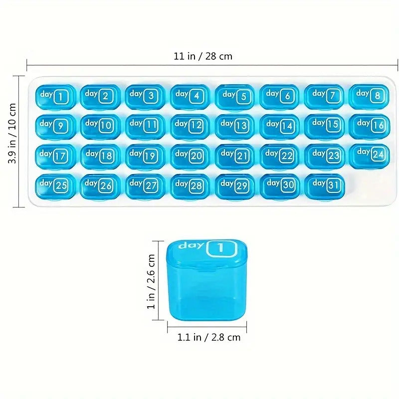 Deluxe 31-Day Pill Organizer - Thick, Durable PP Material