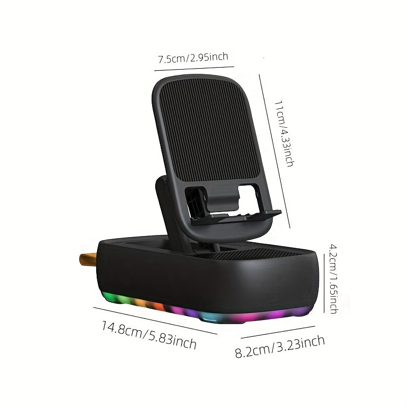 LED Colorful Light Phone Holder with Wireless Speaker and Power Bank