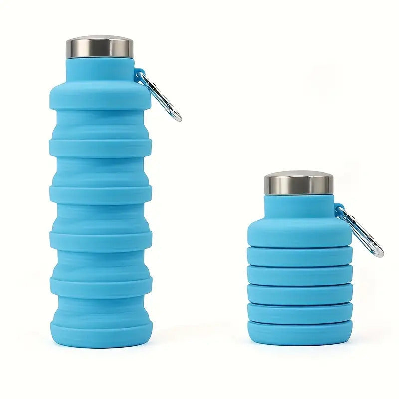Collapsible Silicone Water Bottle with Carabiner