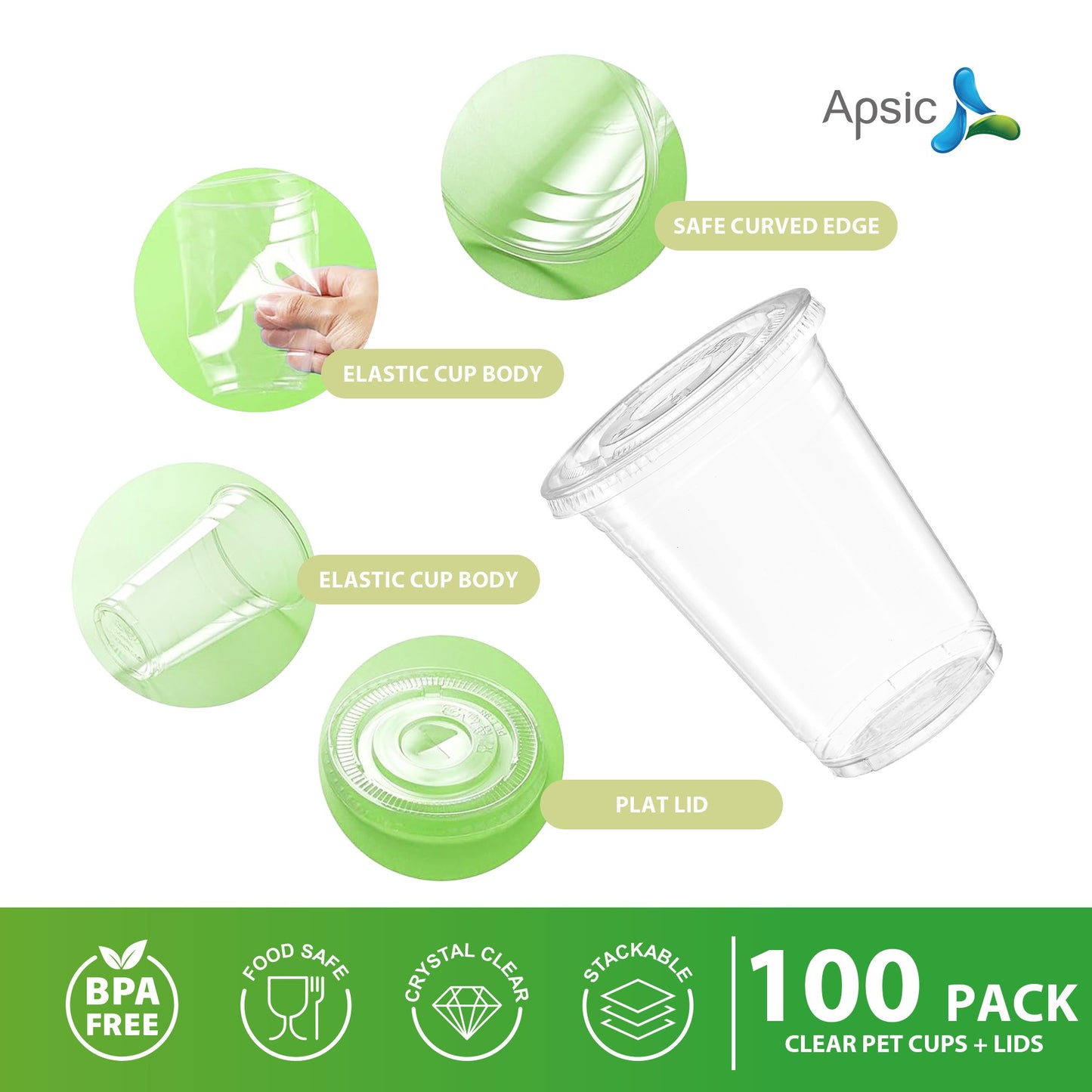 100 Set Clear Plastic Cups