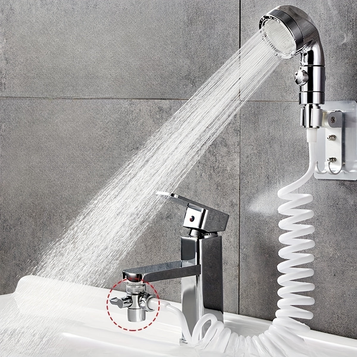 1 Set Stainless Steel Adjustable Bathroom Sink Faucet Sprayer Kit