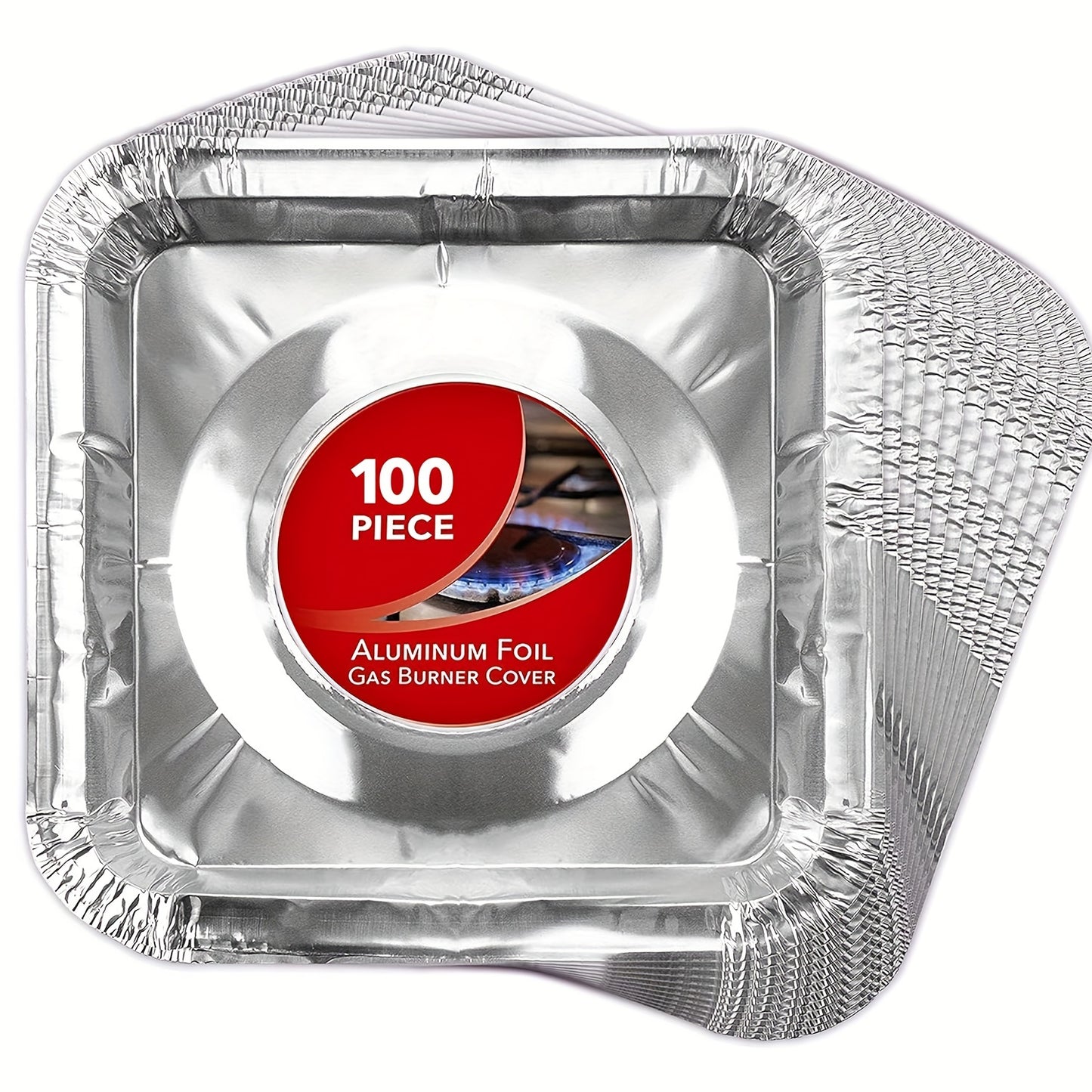 100 Aluminum Foil Square Stove Burner Covers One-time Heavy Thick Mass Pads