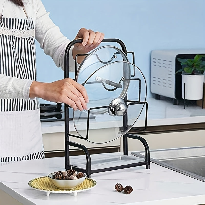 Three-tier Black Countertop Pot Lid Rack