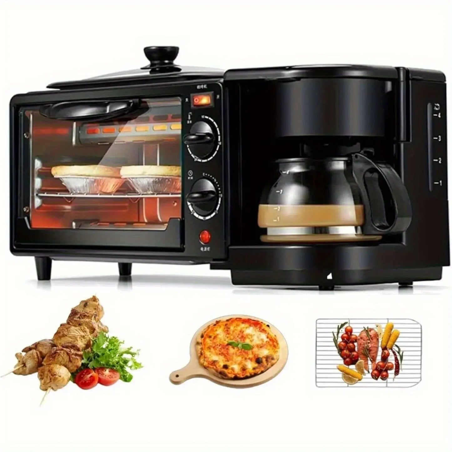 3-in-1 Breakfast Station, Toaster with Frying Pan