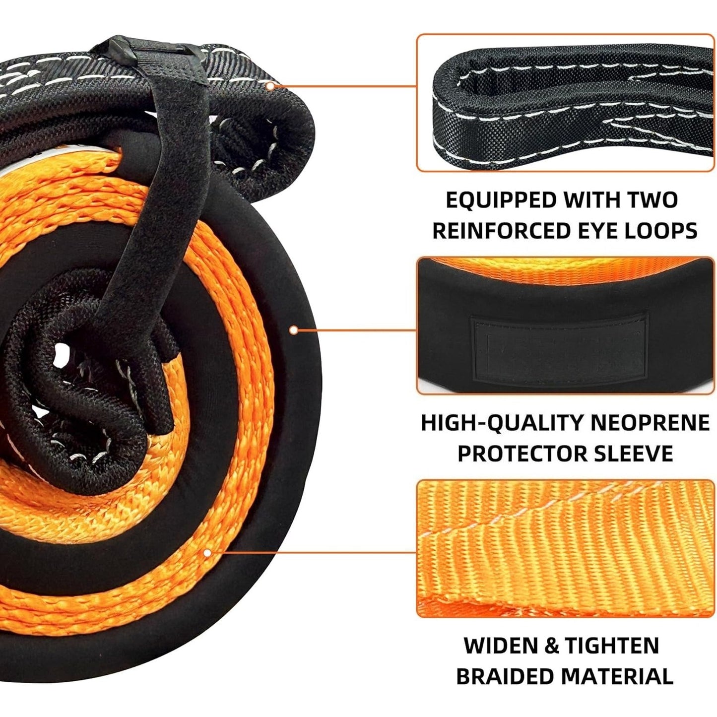 Emergency Towing Winch Line Extension, with Extra Large Portable Bag