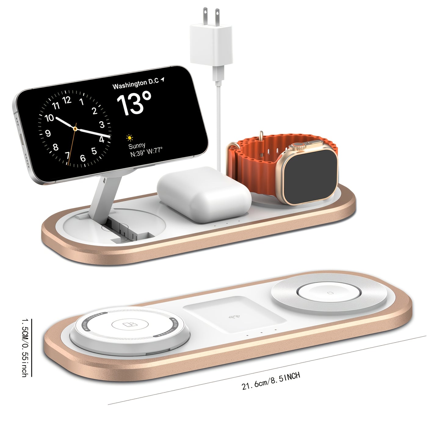 Wireless Charger, 15W 3-in-1 Foldable Charging Station