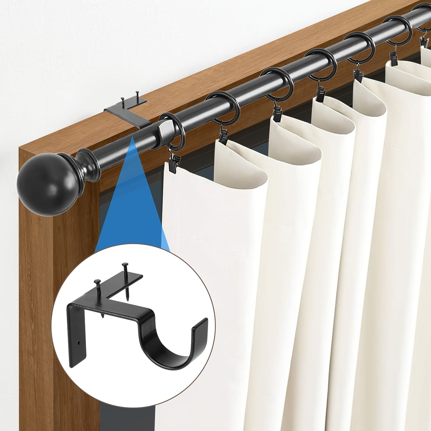 4pcs No-Drill Curtain Rod Bracket