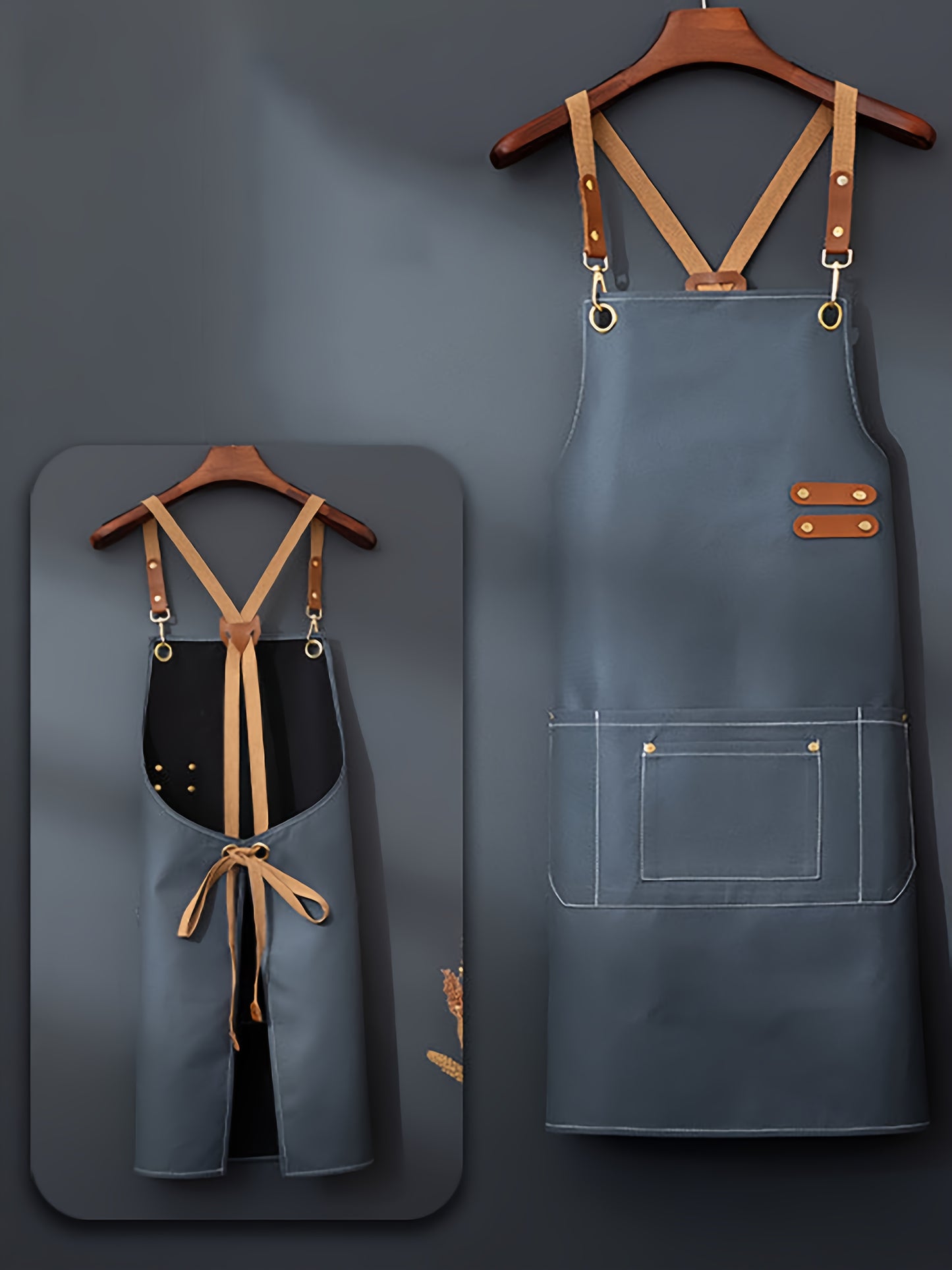 Artificial leather waterproof apron, light kitchen apron