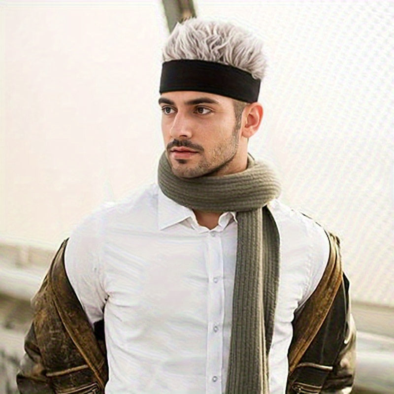 Men'S Hip-Hop Fashion Beanie with Faux Hair - Black Knit Skull Cap