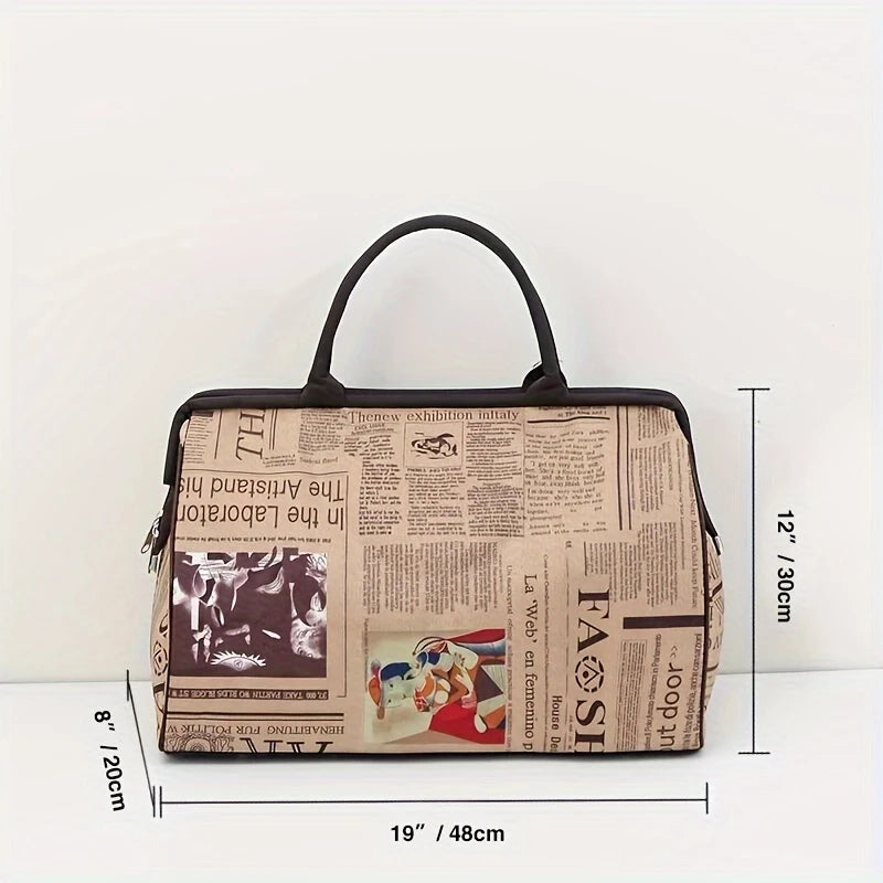 Unique Newspaper Print Travel Bag