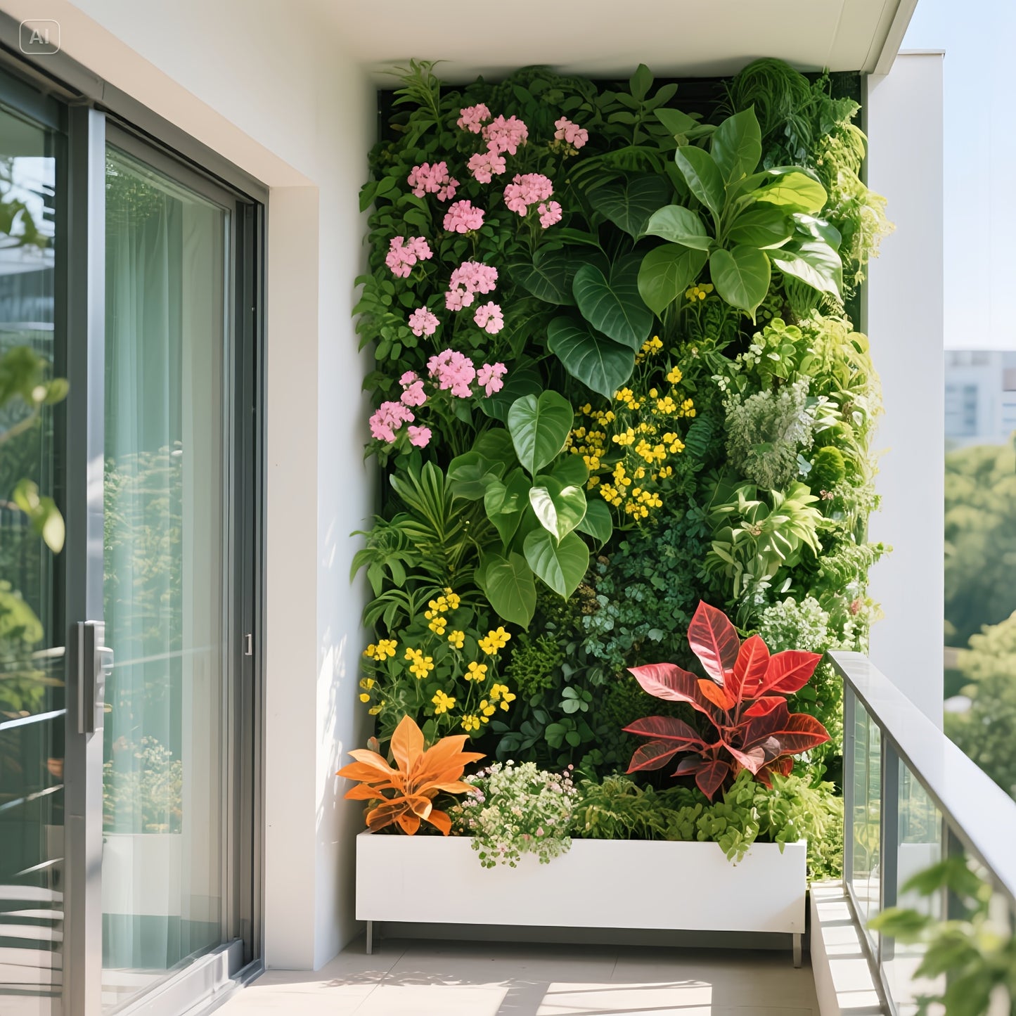 Artificial Rose & Fern Wall Panel - Realistic Plastic Greenery