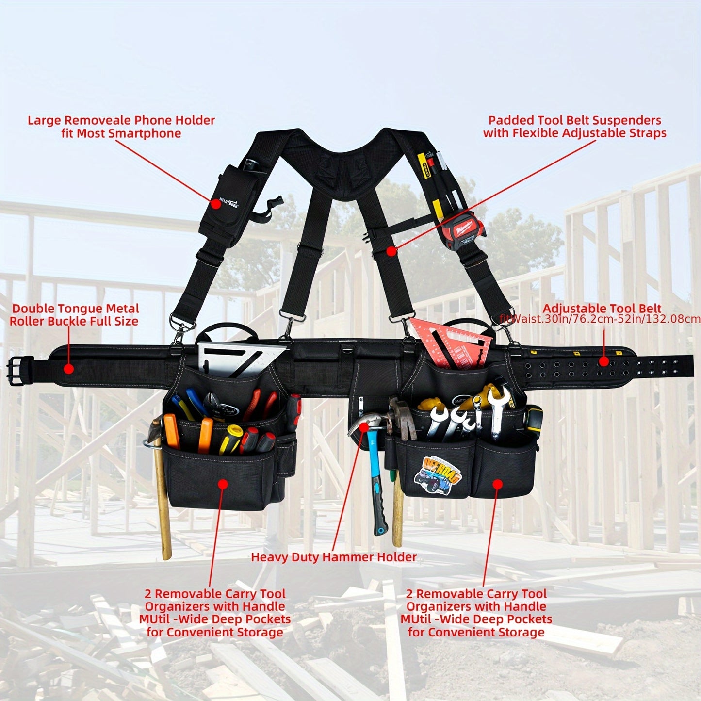 Tool Belt With Suspenders Tool Bag