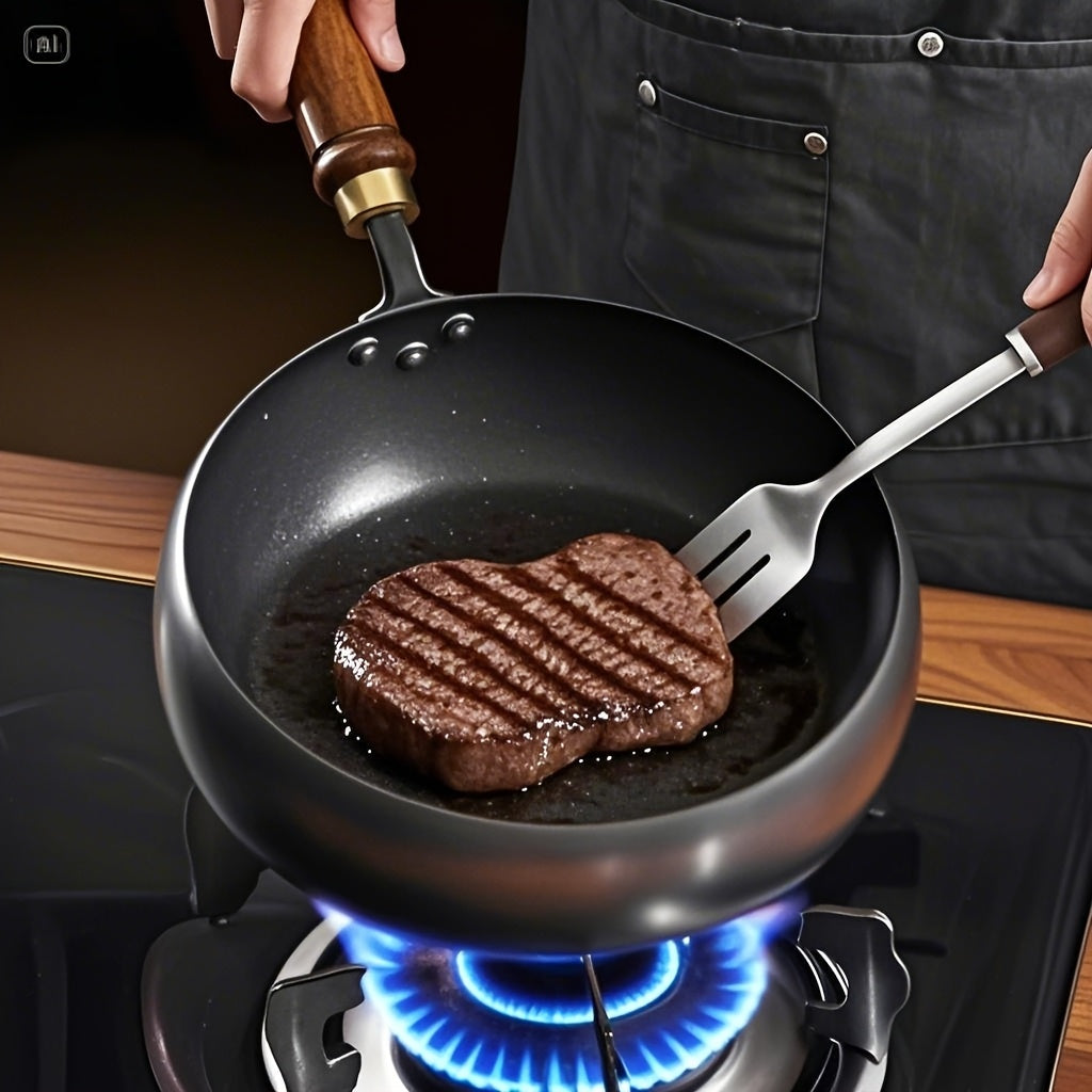 1pc Potbelly Cast Iron Pan with Lid