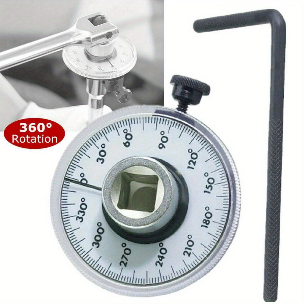 1/2 Inch Drive Torque Angle Gauge with Clear Dial & Long Handle