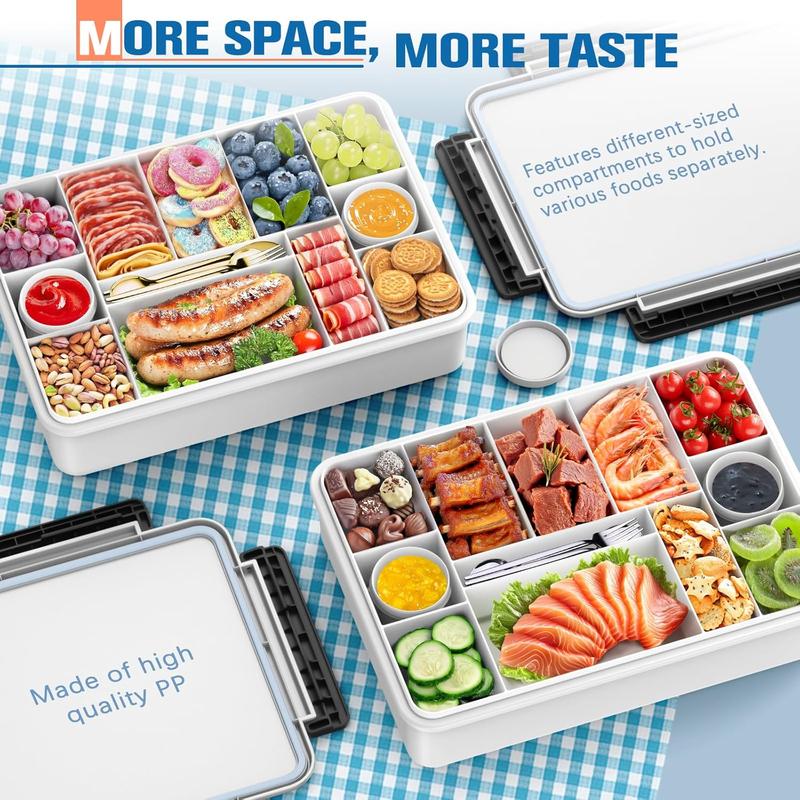 Chilled Portable Snackle Box Container with Reusable Ice Pack Divided