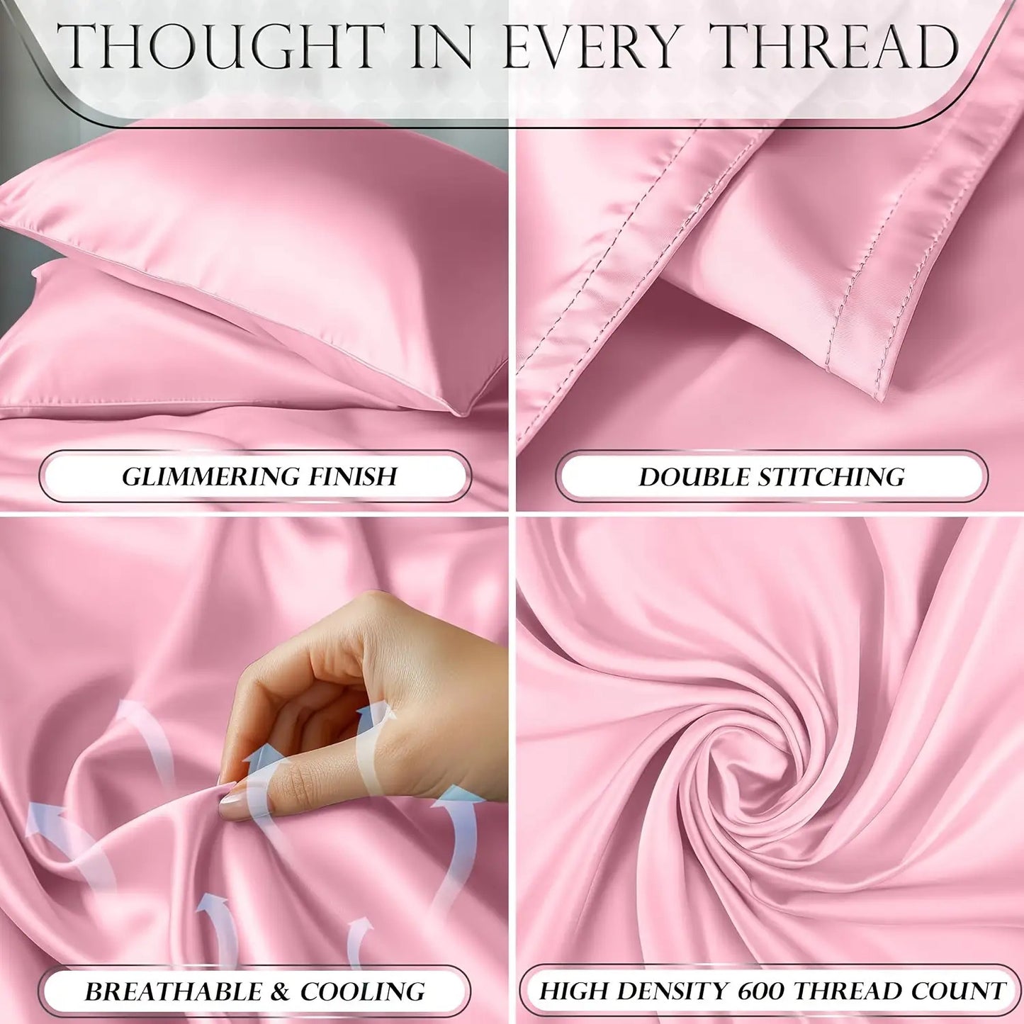 4pcs Cooling & Silky Satin Sheet Set