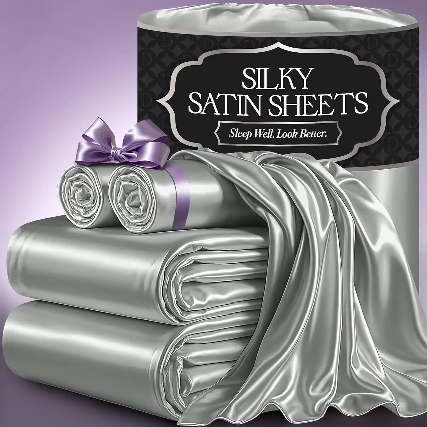 4pcs Cooling & Silky Satin Sheet Set