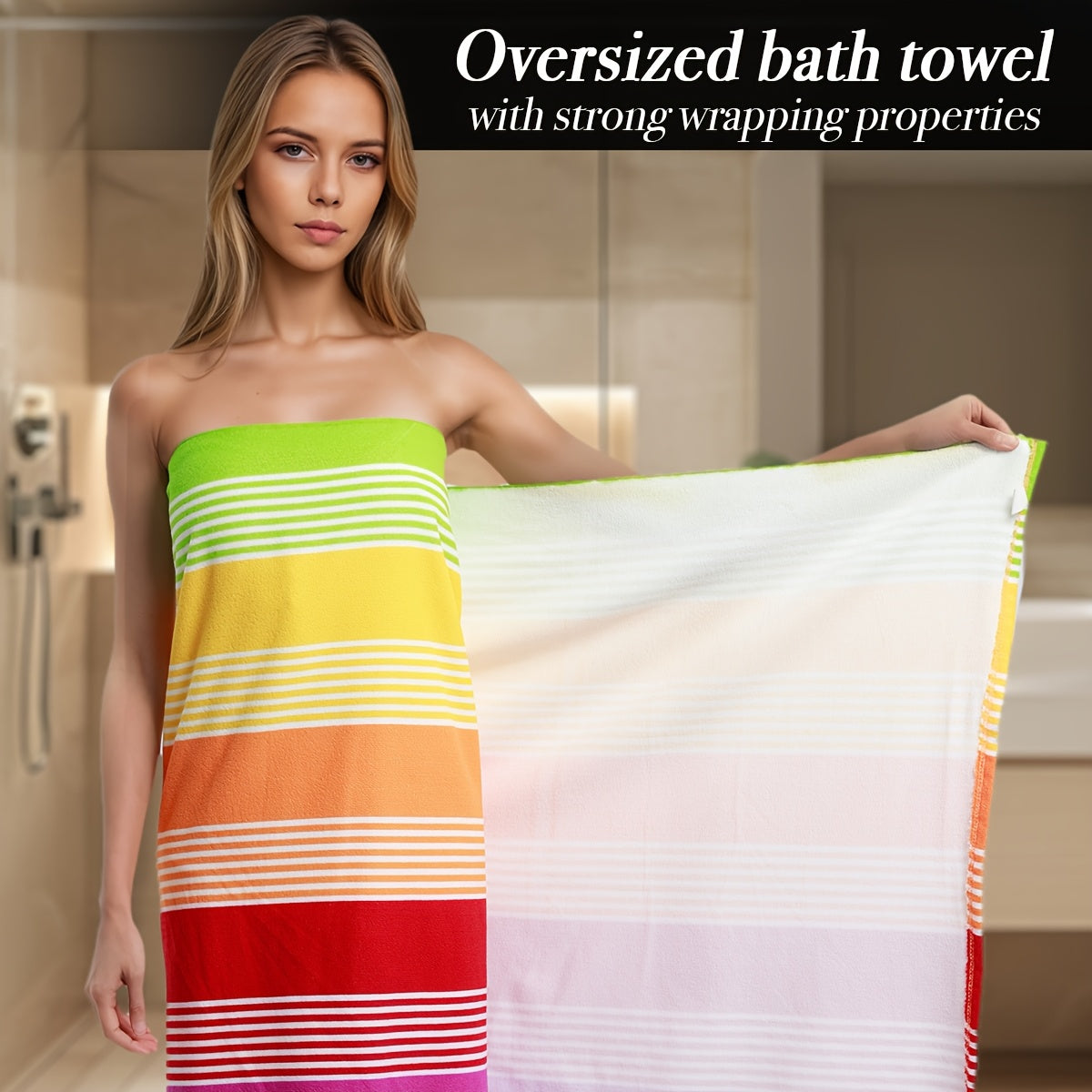 Super Soft Extra Large Rainbow Striped Beach Towel - Vibrant Rainbow Colors
