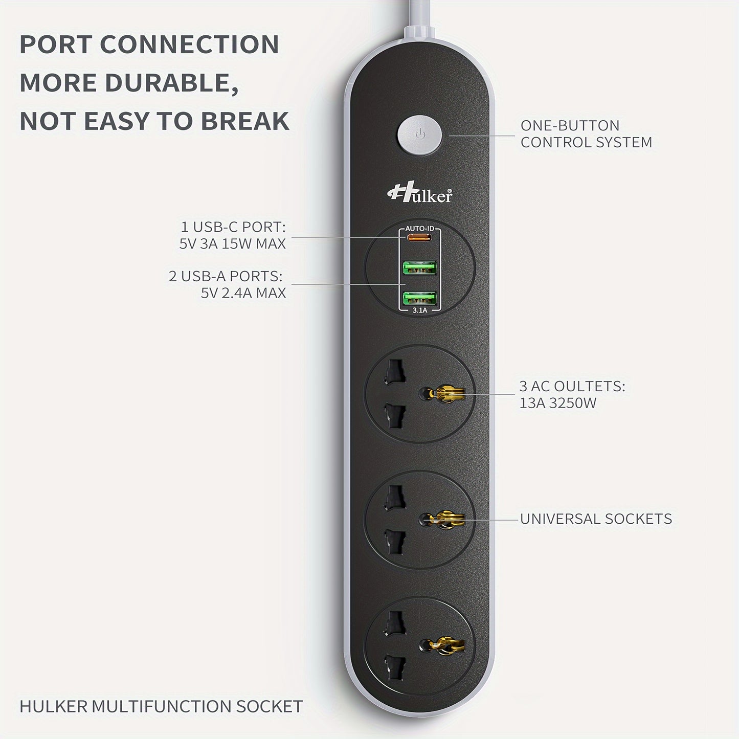 Extension Lead with USB slots 3 Way 3 USB Ports