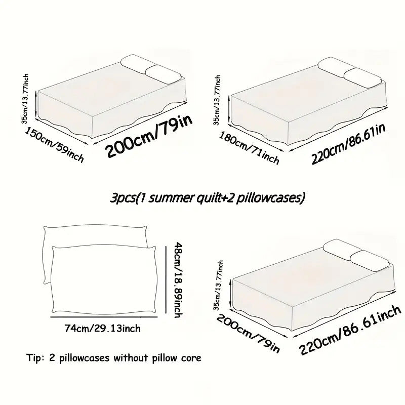 3pcs Soft Breathable Summer 3-Layer Mesh Towel Quilt Set