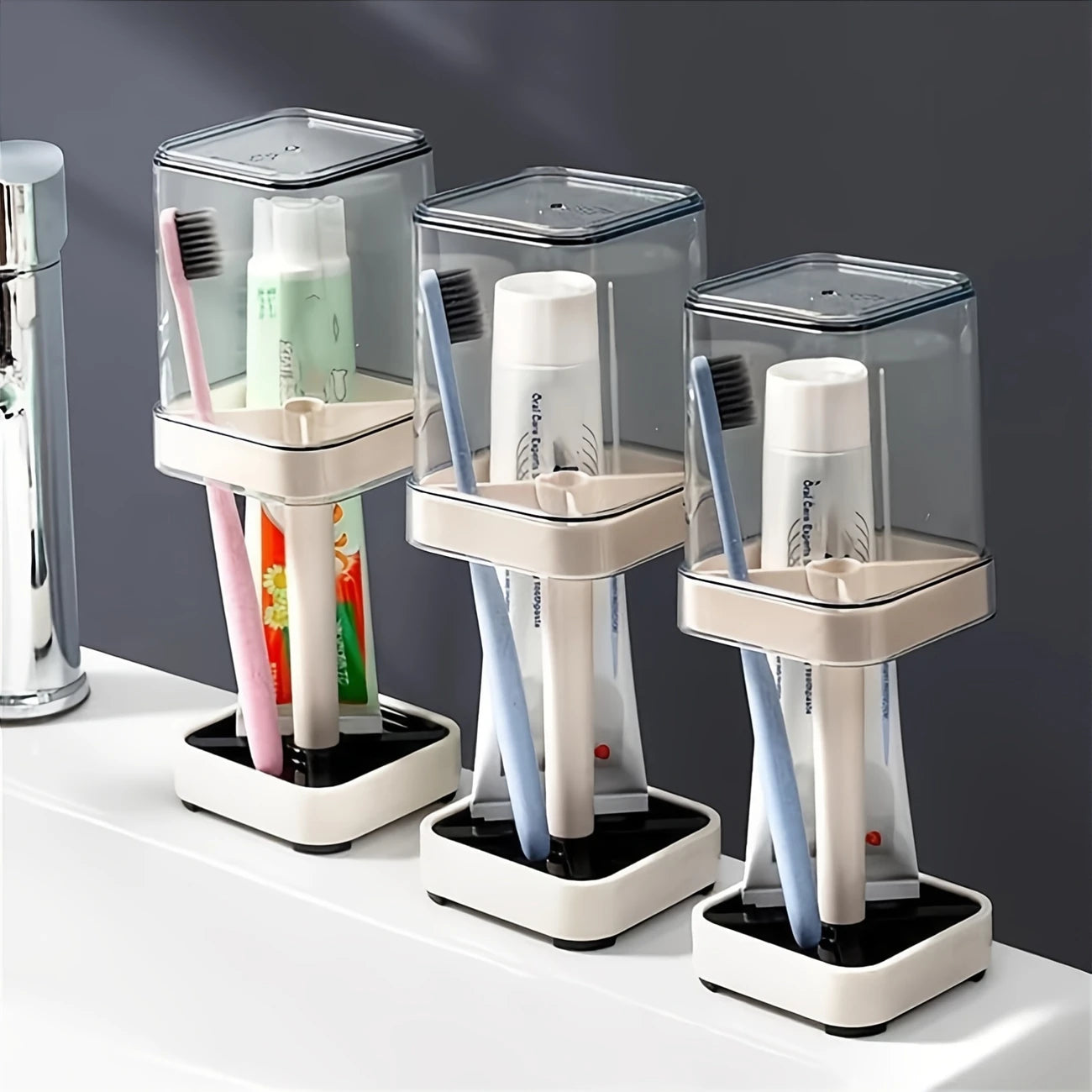 Toothbrush Holder With Cup/ Cover