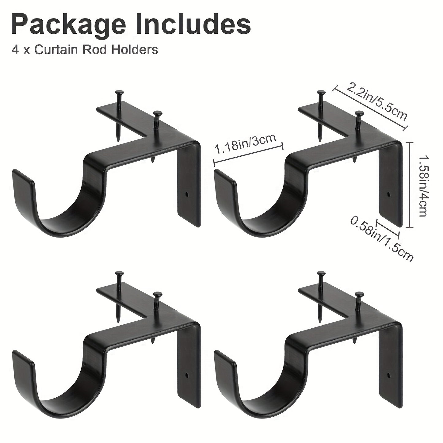 4pcs No-Drill Curtain Rod Bracket