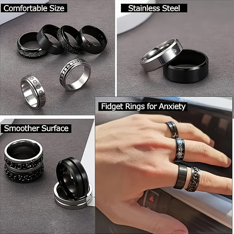 Stainless Steel Men's Ring Set