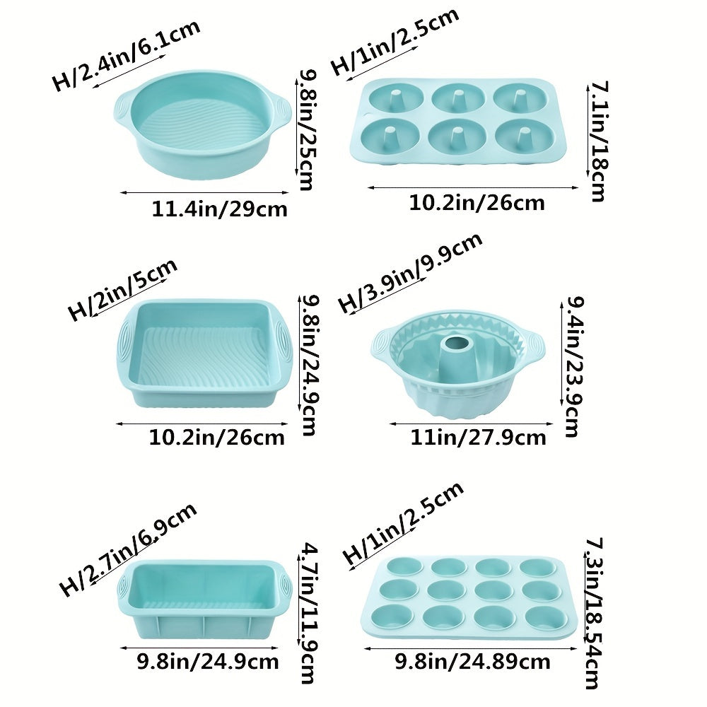 6pcs Silicone Kitchen Baking Pan, Nonstick Silicone Baking Pan, Silicone Cake Mold