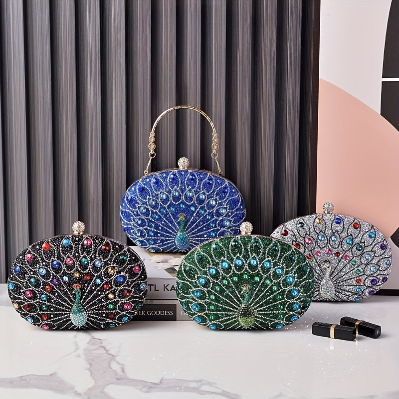 Vintage Peacock Crystal Clutch Evening Bags