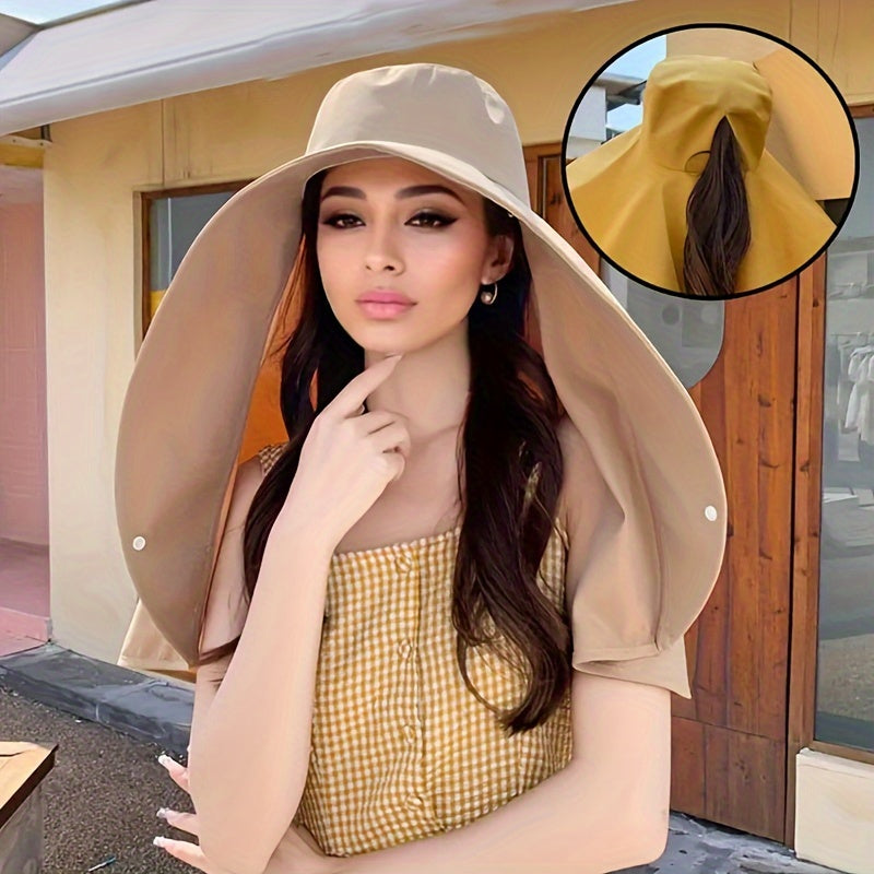 Summer Sun Hat - Foldable Wide Brim Summer Beach Cap