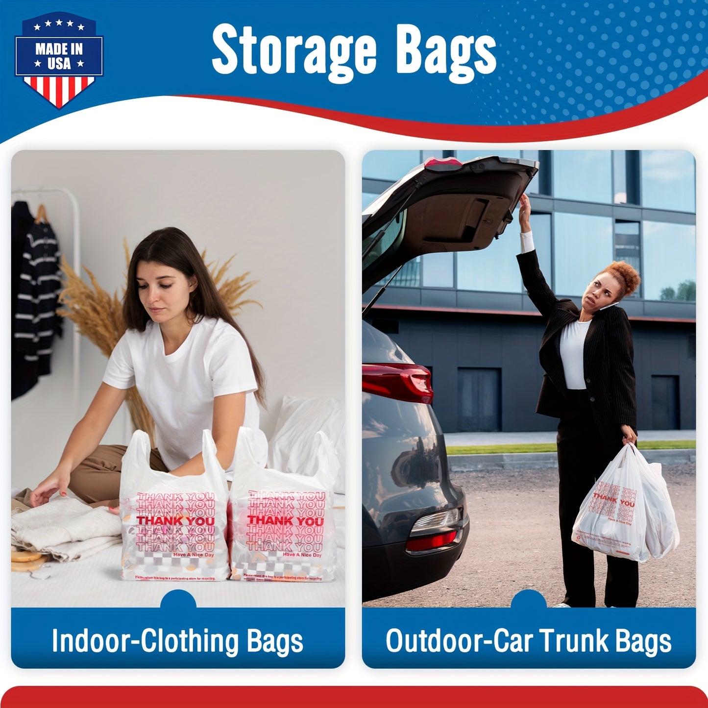 100pcs Heavy-Duty High Quality Reusable Shopping Bags