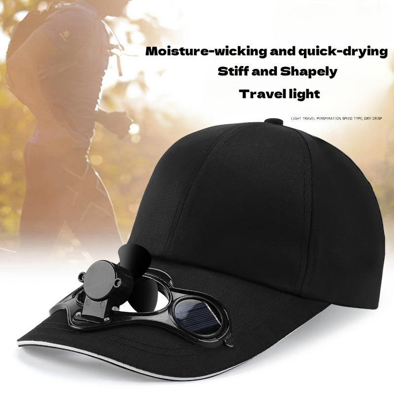 Solar-Powered Fan Baseball Cap with Adjustable Strap