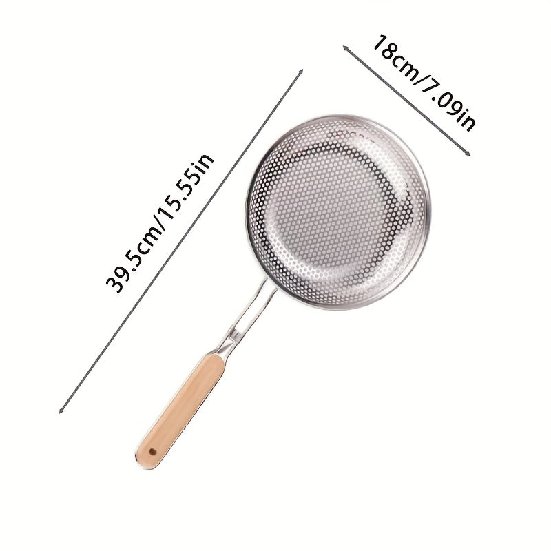 3pcs Stainless Steel Wooden Handle Strainer Set