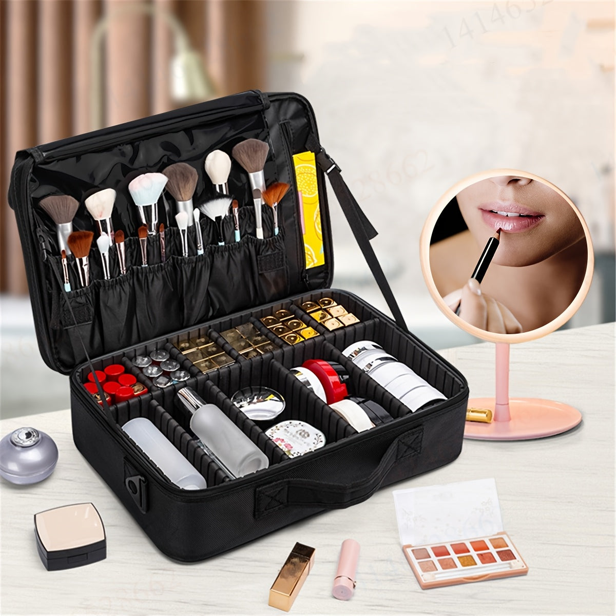 1pc Large Capacity Waterproof Cosmetic Organizer Case