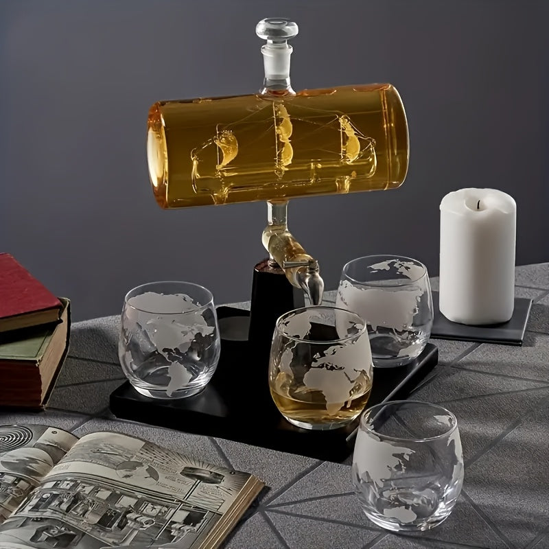 1 Set Sailboat Glass Decanter