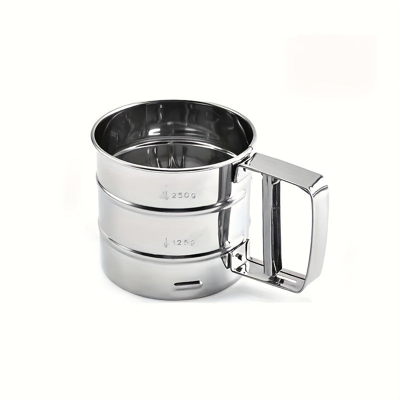 2pcs Stainless Steel Handheld Semi-Automatic Flour Sifter