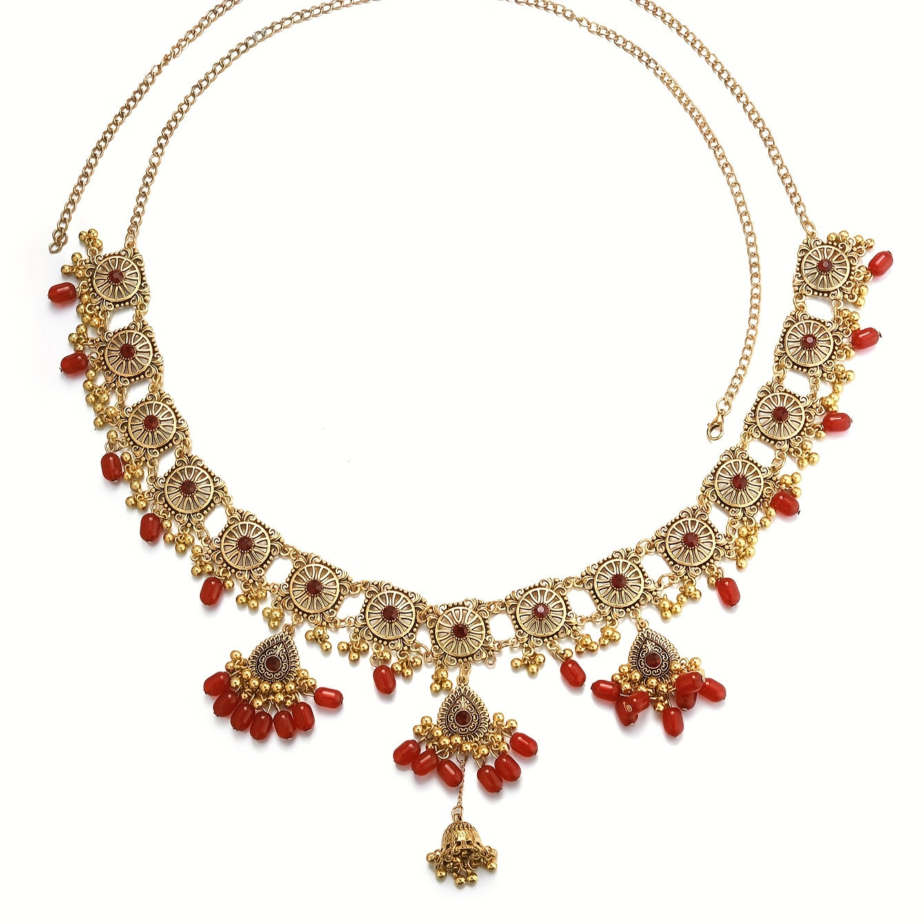 Multi-Colored Tassel Waist Chain with Golden Accents