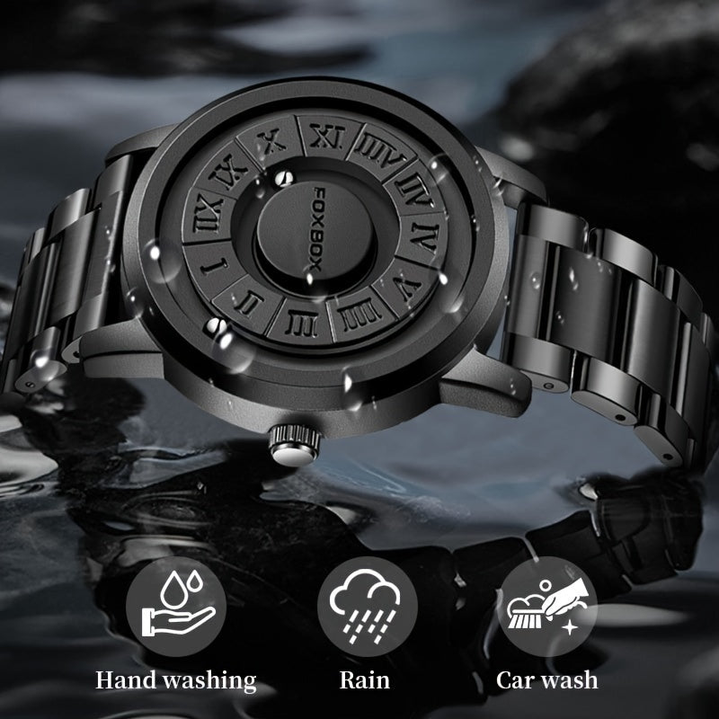 Fashion Men's Watch, Cool Dial Display Design WaterproofRotating Magnetic Bead Watch