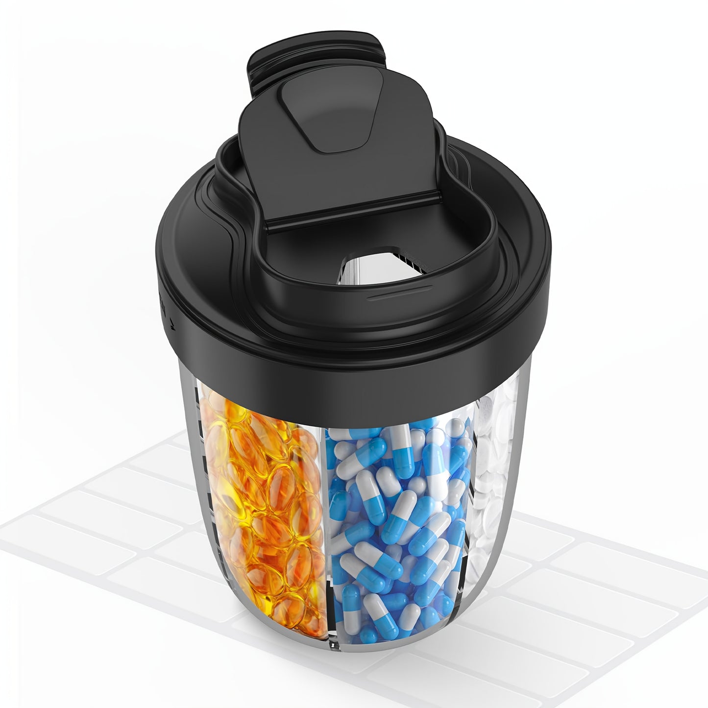 Large Pill Bottle Organizer, Supplement Organizer for Holding 6 Various Vitamins