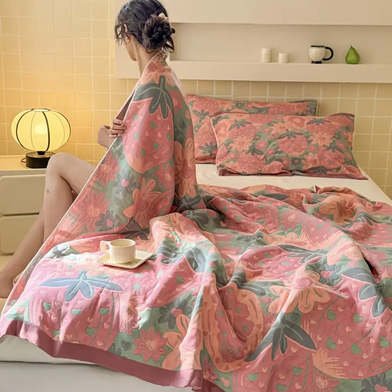 3pcs Soft Breathable Summer 3-Layer Mesh Towel Quilt Set