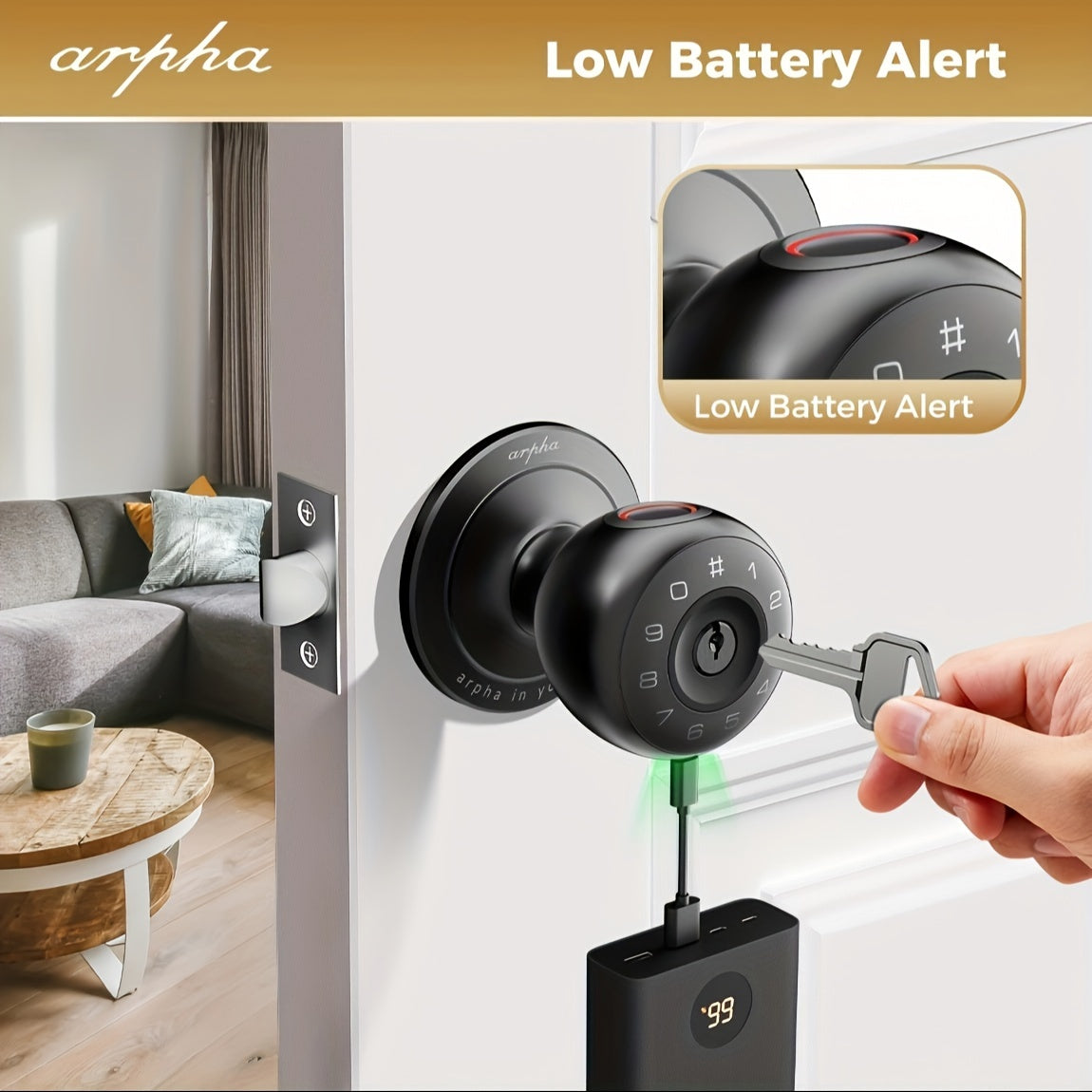 5-in-1 Smart Door Knob with Keypad