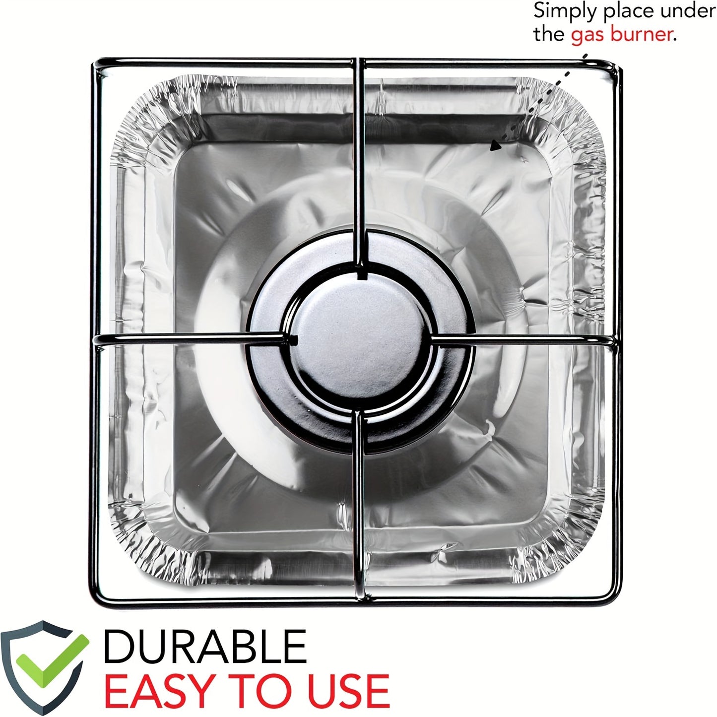 100 Aluminum Foil Square Stove Burner Covers One-time Heavy Thick Mass Pads