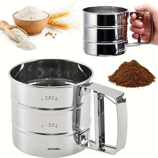 2pcs  Stainless Steel Handheld Semi-Automatic Flour Sifter